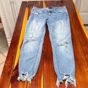 Judy Blue Light Blue Distressed Ankle Jeans PP69